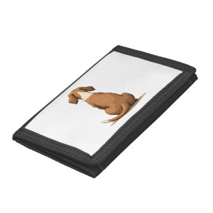Vintage Rear View Dog Illustration Tan and White P Trifold Wallet
