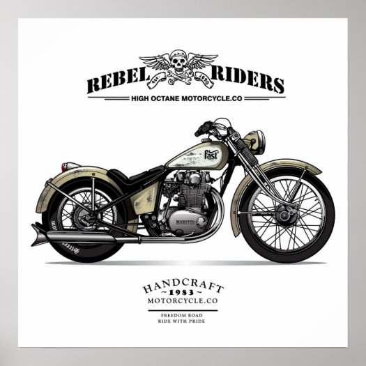 Vintage Rebel Riders Chopper Motorcycle