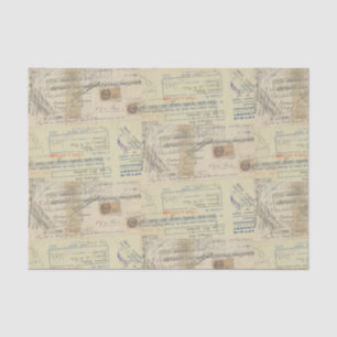 Vintage Receipt with Stamps Tissue Paper
