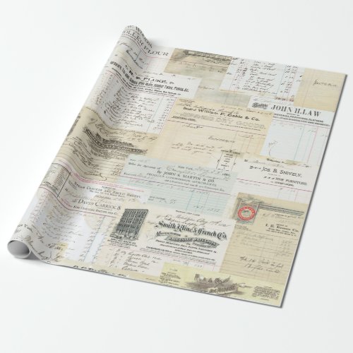 Vintage Receipts Collage Paper