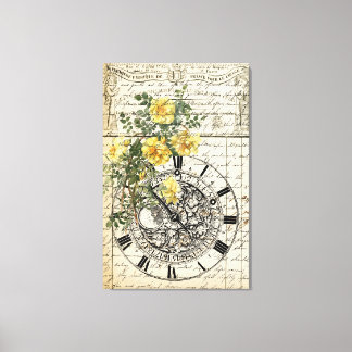 Vintage reciept and floral canvas print