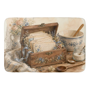 Vintage Recipe Box Cottage Kitchen Bath Mat