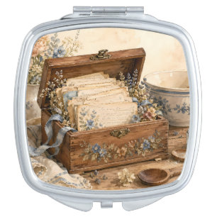 Vintage Recipe Box Cottage Kitchen Compact Mirror