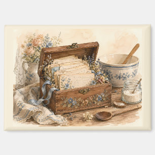 Vintage Recipe Box Cottage Kitchen Magnet