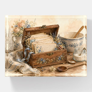 Vintage Recipe Box Cottage Kitchen Paperweight