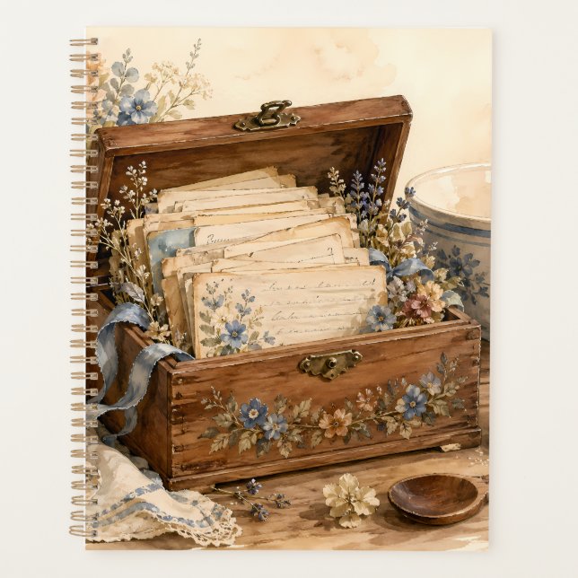 Vintage Recipe Box Cottage Kitchen Planner (Front)