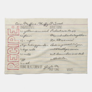 Vintage Recipe Card-Cornbread Recipe-Customize it! Towel