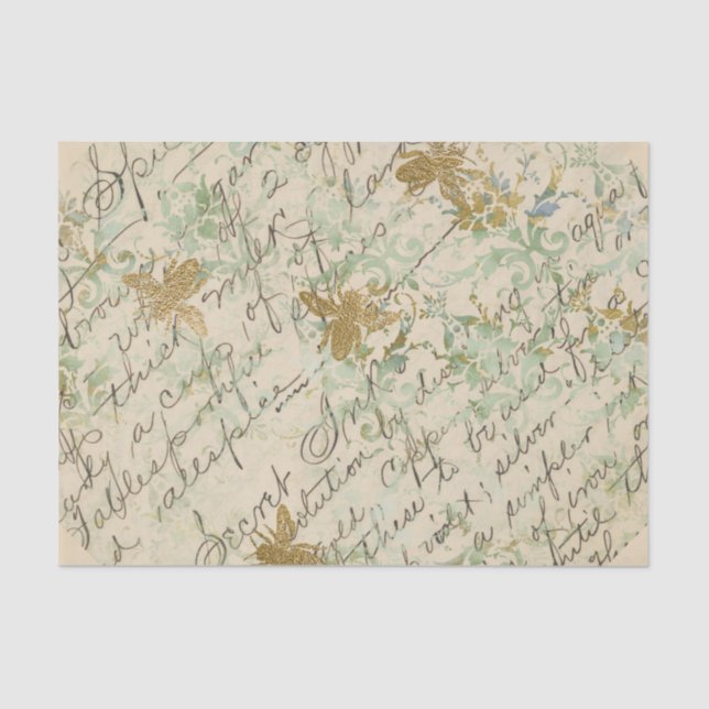 Vintage Recipe Honeybee Tissue Paper (Front)