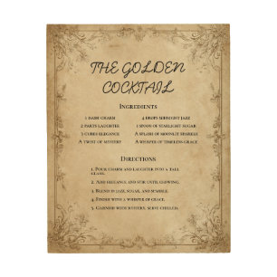 Vintage Recipe Template with Ornate Border Wood Wa Wood Wall Art