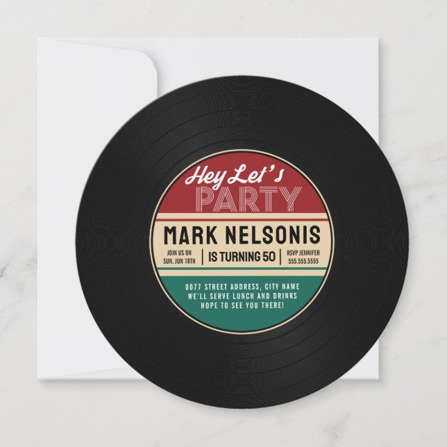 Vintage Record Birthday Invite (Front)