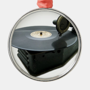 Vintage Record Player Metal Ornament