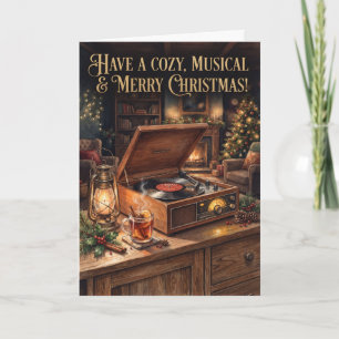 Vintage Record Player Musical Christmas Card