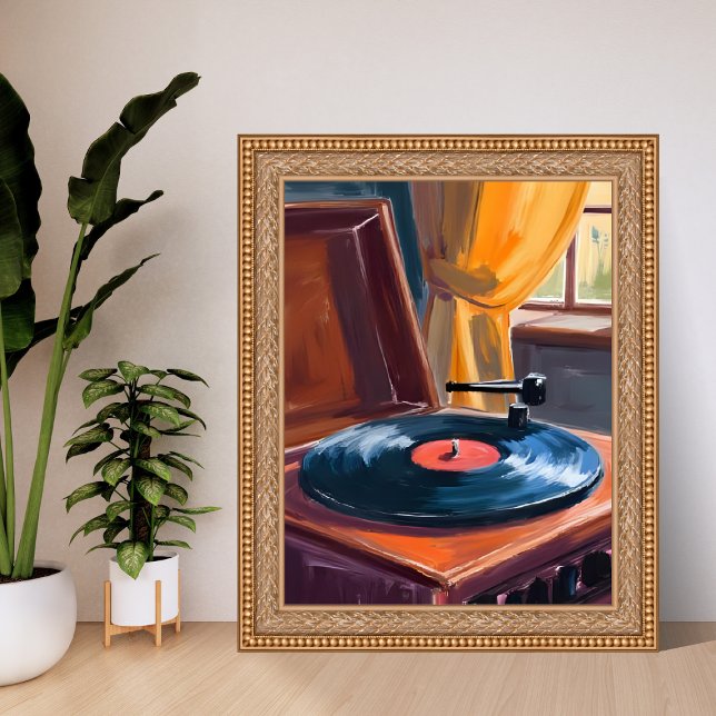 Vintage Record Player Painting Poster (Creator Uploaded)