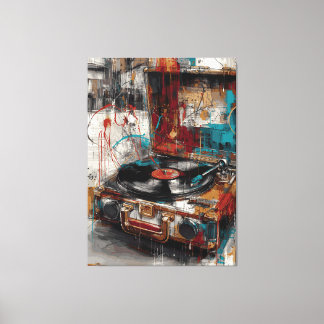 Vintage Record Player Pop Art Music Retro Design Canvas Print