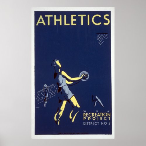 Vintage Recreation Project Basketball WPA Poster