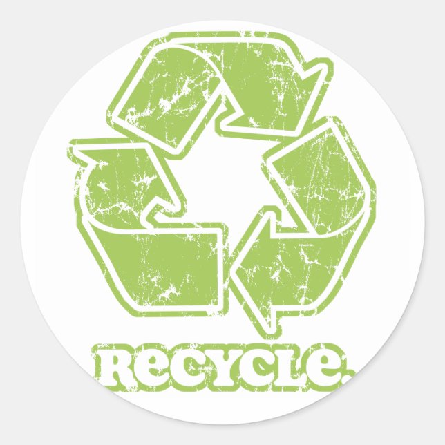 Vintage Recycle Sign Classic Round Sticker (Front)