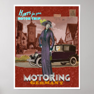 VINTAGE RECYCLED ART PRINT MOTORING GERMANY