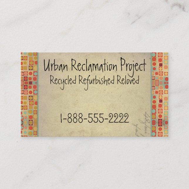Vintage Recycled Retro Business Card (Front)