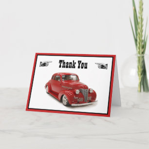 Vintage Red 1939 Coupe Birthday Letterpress Thank You Card