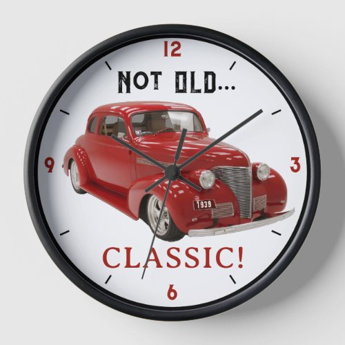Vintage Red 1939 Coupe with Birthday Year Clock