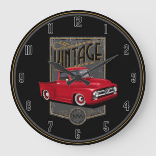 Vintage Red 1956 Truck Large Clock