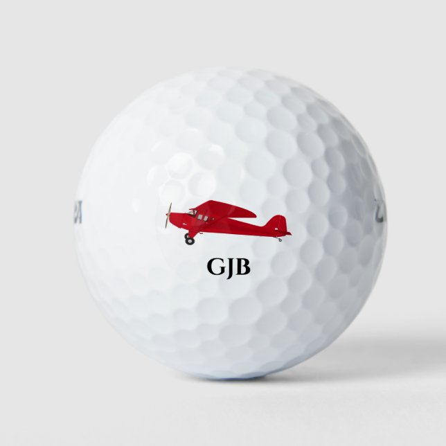 Vintage Red Airplane Golf Balls (Front)