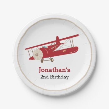Vintage Red Airplane Paper Plates by CallaChic at Zazzle