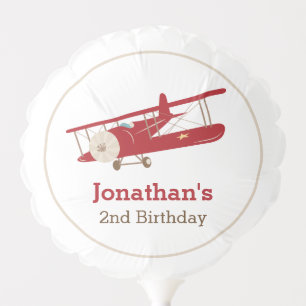 Vintage Red Airplane Personalized Balloon
