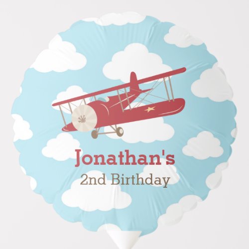 Vintage Red Airplane Personalized Balloon Cloud