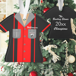 Vintage Red and Black Bowling Shirt Ornament