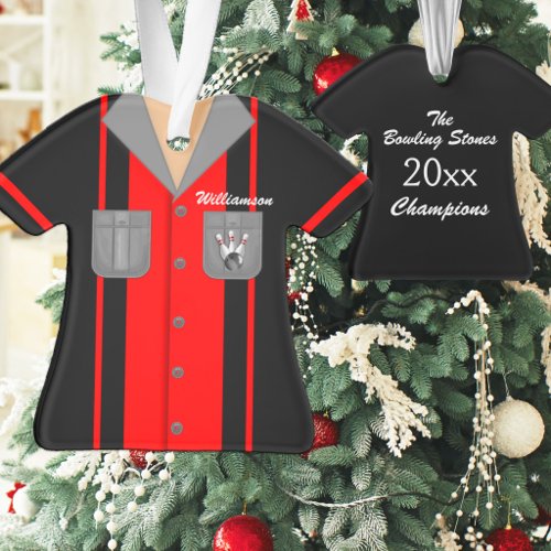 Vintage Red and Black Bowling Shirt Ornament