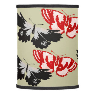 Vintage Red and Black Butterflies  Lamp Shade