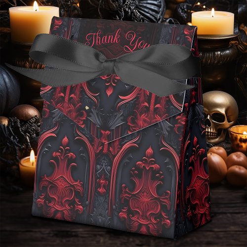 Vintage Red and Black Filigree Gothic Wedding Favor Boxes