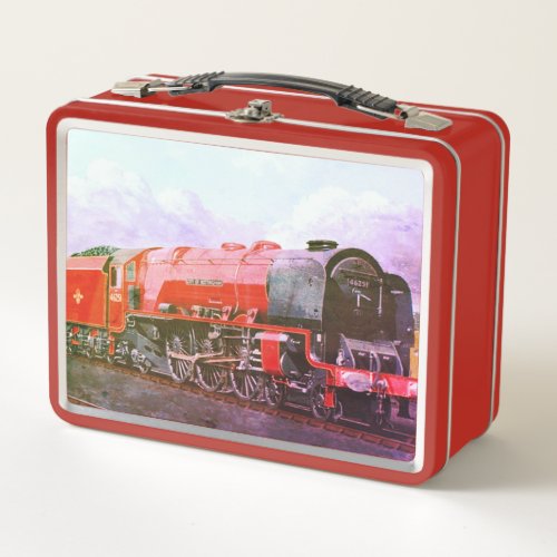 Vintage Red and Black Steam Train  Metal Lunch Box