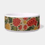 Vintage Red and Gold Crewel Floral Pattern Bowl<br><div class="desc">This exquisite pattern showcases the intricate beauty of traditional Jacobean crewelwork, featuring a lush garden of stylized carnations and tulips. The design is characterized by its rich, warm palette of crimson red and golden yellow, accented with deep indigo blues and verdant greens. Every petal and leaf is rendered with a...</div>