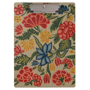 Vintage Red and Gold Crewel Floral Pattern Clipboard