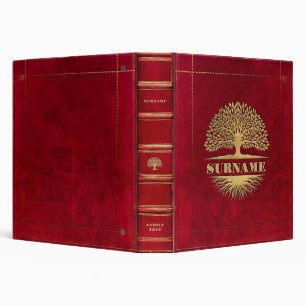 VINTAGE Red and Gold DISTRESSED FAMILY TREE BINDER