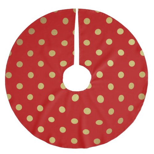 Vintage Red and Gold Polka Dots Brushed Polyester Tree Skirt