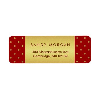 Vintage Red And Gold Polka Dots Label by UrHomeNeeds at Zazzle