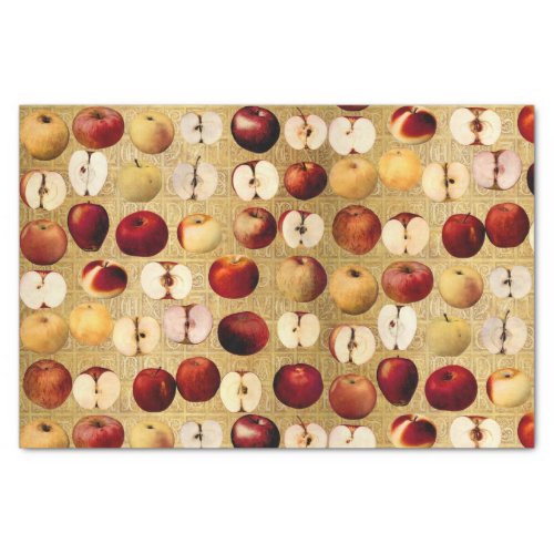 Vintage Red and Golden Apples Gold Alphabet Tissue Paper
