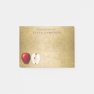 Vintage Red and Golden Apples Teacher Gold 4x3 Post-it Notes
