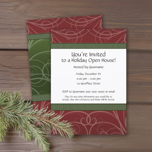 Vintage Red and Green Corporate Art Deco Detailed Invitation