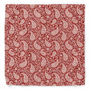 Vintage Red and Ivory Floral Paisley Bandana