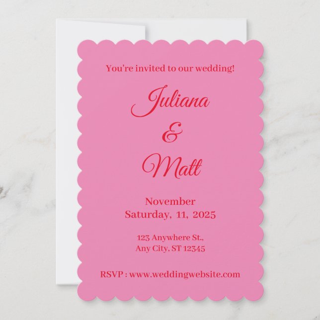 Vintage Red and Pink Italian Invitation (Front)