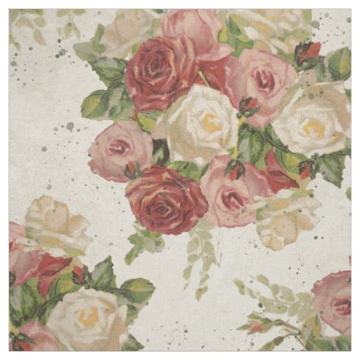 Vintage Red and Pink Roses Fabric