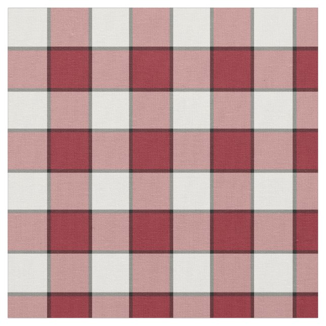 Vintage Red and White Checkered Plaid Fabric (Close Up)