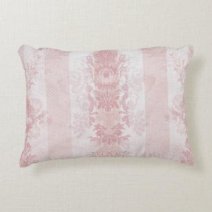 Vintage Red and White Damask Stripes on Satin Accent Pillow