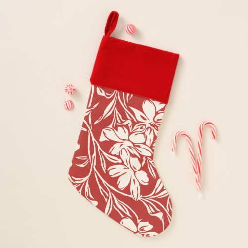 Vintage Red and White Floral Flowers Christmas Christmas Stocking