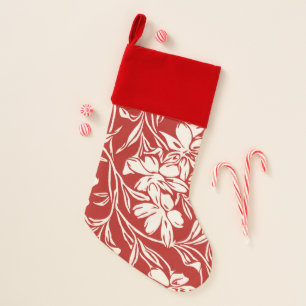 Vintage Red and White Floral Flowers Christmas Stocking