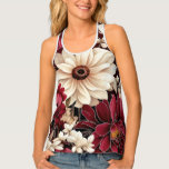 Vintage Red and White Flower Bouquet Tank Top